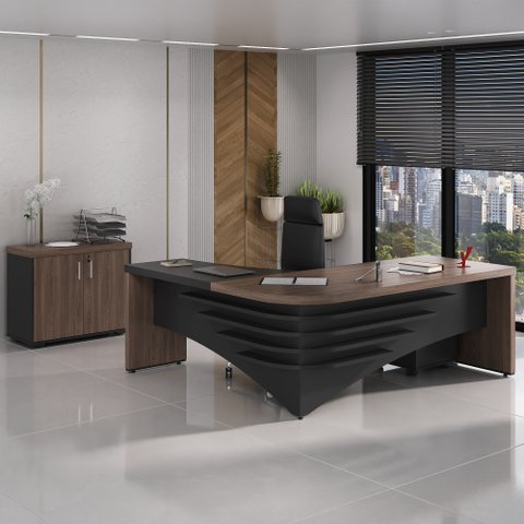 Conjunto Escritório: Mesa Direto e Balcão 2 Portas - Artany