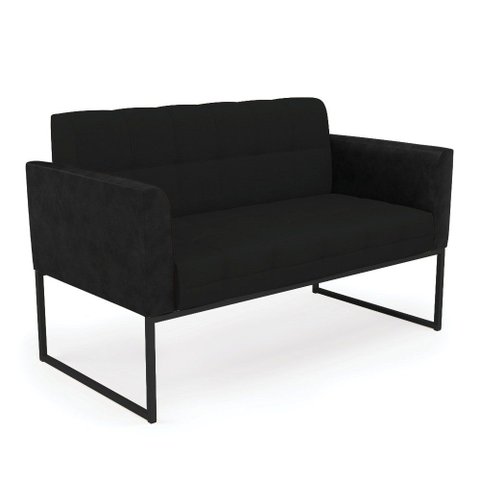 Sofá Namoradeira 2 Lugares Base Industrial Preto Elisa Preto/linho Preto A79 D03 - D'Rossi
