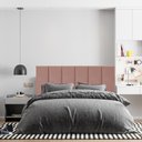 Ver imagem 1 de Cabeceira Painel Riscada Estofada para Cama de Casal 1,40 - Rose
