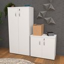 Ver imagem 4 de Conjunto 4 Peças com Mesa para Escritório em L, Gaveteiro e 2 Armários Branco