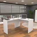 Ver imagem 3 de Conjunto 4 Peças com Mesa para Escritório em L, Gaveteiro e 2 Armários Branco
