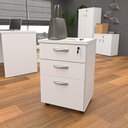 Ver imagem 4 de Kit 4 Peças com Mesa para Escritório em L, Gaveteiro e 2 Armários