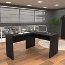 Ver imagem 2 de Kit 4 Peças com Mesa para Escritório em L, Gaveteiro e 2 Armários