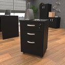 Ver imagem 4 de Conjunto 4 Peças com Mesa para Escritório em L, Gaveteiro e 2 Armários Preto
