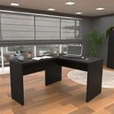 Ver imagem 2 de Conjunto 4 Peças com Mesa para Escritório em L, Gaveteiro e 2 Armários Preto