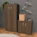 Ver imagem 3 de Kit 4 Peças com Mesa para Escritório em L, Gaveteiro e 2 Armários