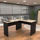 Ver imagem 2 de Conjunto 4 Peças com Mesa para Escritório em L, Gaveteiro e 2 Armários Carvalho Bege