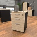 Ver imagem 4 de Conjunto 4 Peças com Mesa para Escritório em L, Gaveteiro e 2 Armários Carvalho Bege