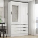 Ver imagem 1 de Guarda-Roupa Casal com Espelhos 2 Portas de Correr 4 Gavetas Sevilha Branco