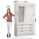Ver imagem 4 de Guarda-Roupa Casal com Espelhos 2 Portas de Correr 4 Gavetas Sevilha Branco