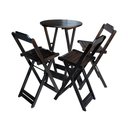 Ver imagem 1 de Kit Mesa Bistrô de Madeira Dobrável com 3 Banquetas - Tabaco