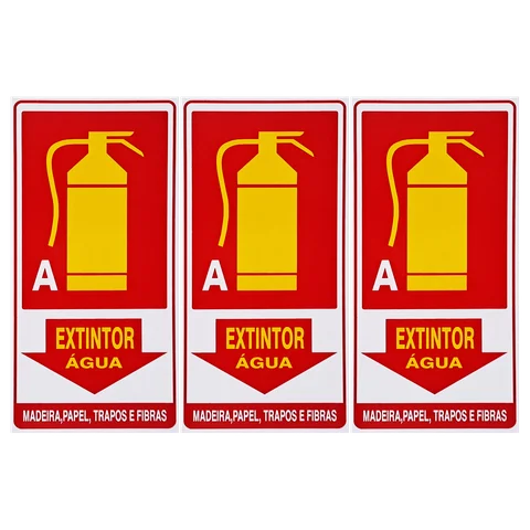 Combo 6 Placas De Sinalização Extintor A Água Madeira, Papel, Trapos E Fibras 15X30 Acesso - X-702 F