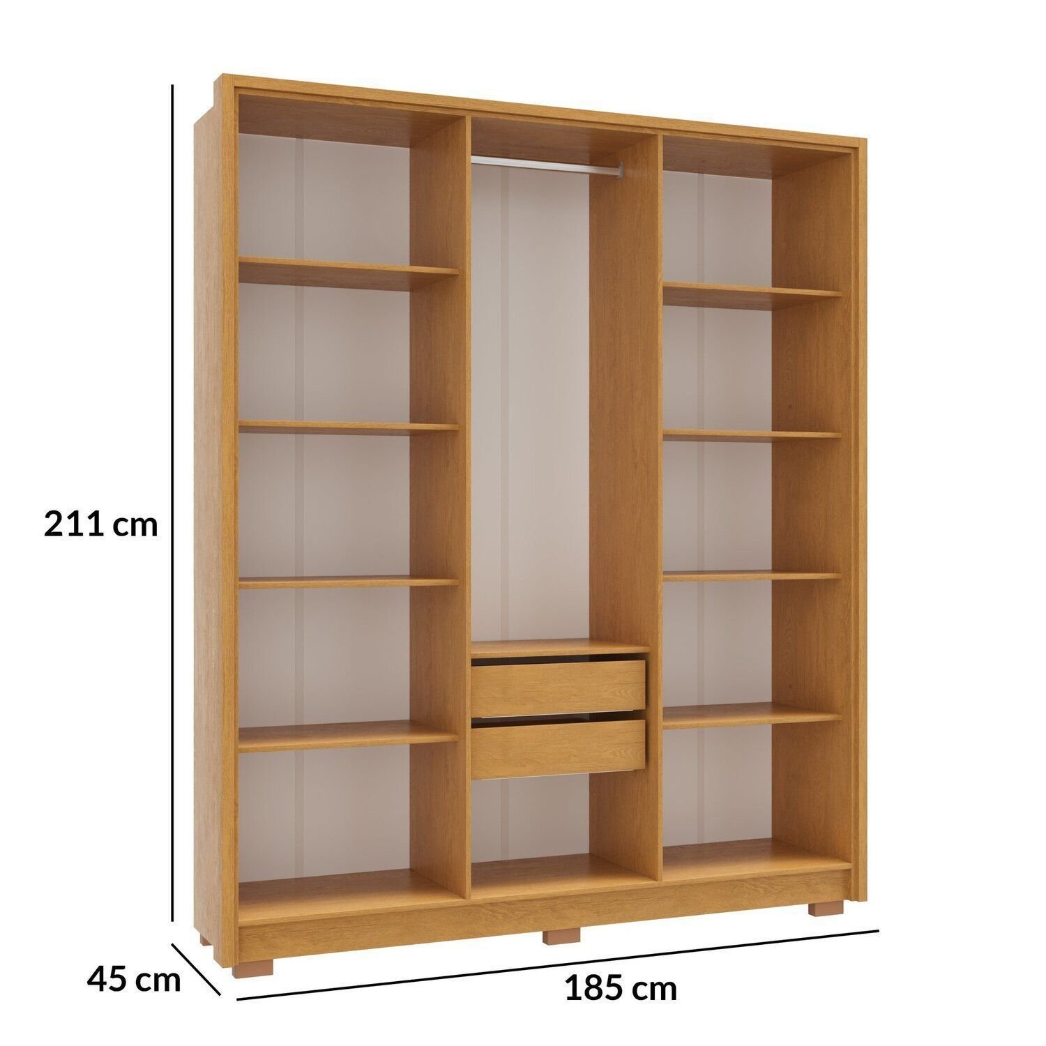 Guarda-Roupa Casal 6 Portas 2 Gavetas MDF Zurique Marrom/Cerejeira