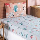 Ver imagem 1 de Jogo Cama Lençol Fantasy Solteiro Cama Quarto Infantil Microfibra 2 Peças Gatinha Rosê