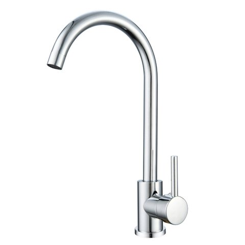 Torneira Inox Cozinha Bancada,Bica Alta Monocomando Linha Inox Cromado Grascan