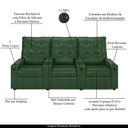 Ver imagem 7 de Poltrona Reclinável para Cinema Parma 3 Lugares Baú Usb Pu Verde Musgo Fh1 - D'Rossi
