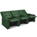 Ver imagem 3 de Poltrona Reclinável para Cinema Parma 3 Lugares Baú Usb Pu Verde Musgo Fh1 - D'Rossi