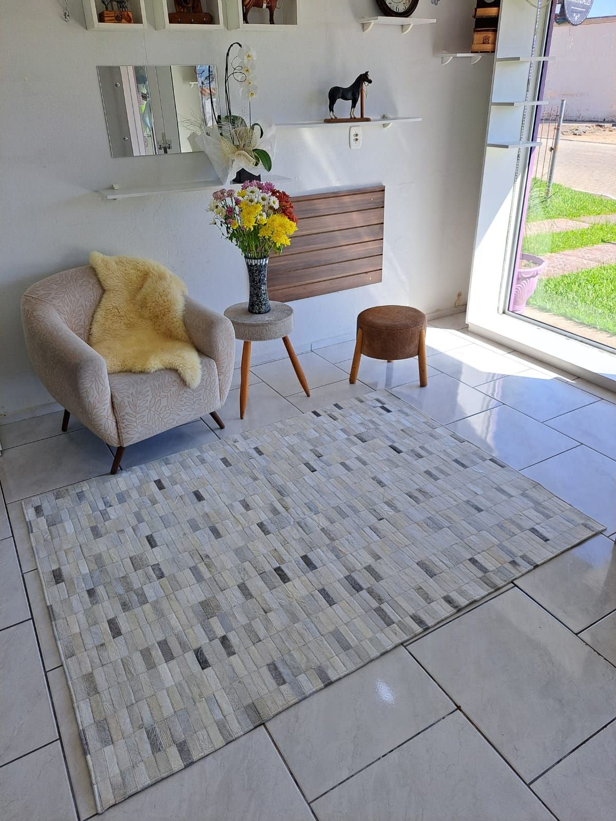 Tapete de Couro Natural Cinza 2,00 X 1,50 M