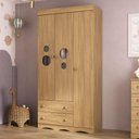 Ver imagem 1 de Guarda-roupa Infantil 92cm com Vidro 3 Portas e 2 Gavetas Sonho Multimóveis Mp4472 Madeirado