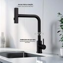 Ver mais imagens de Torneira Misturador Inox Cozinha,Bancada com Articulador Linha Inox Preto Grascan