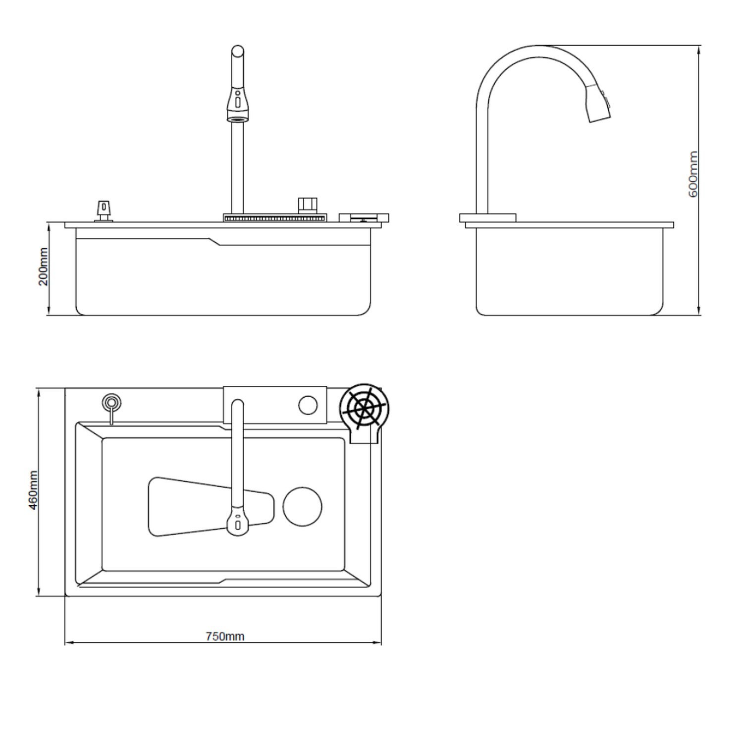 Cuba Completa Gourmet Multifuncional, Lava Copos em Inox Escovada Grascan - 3