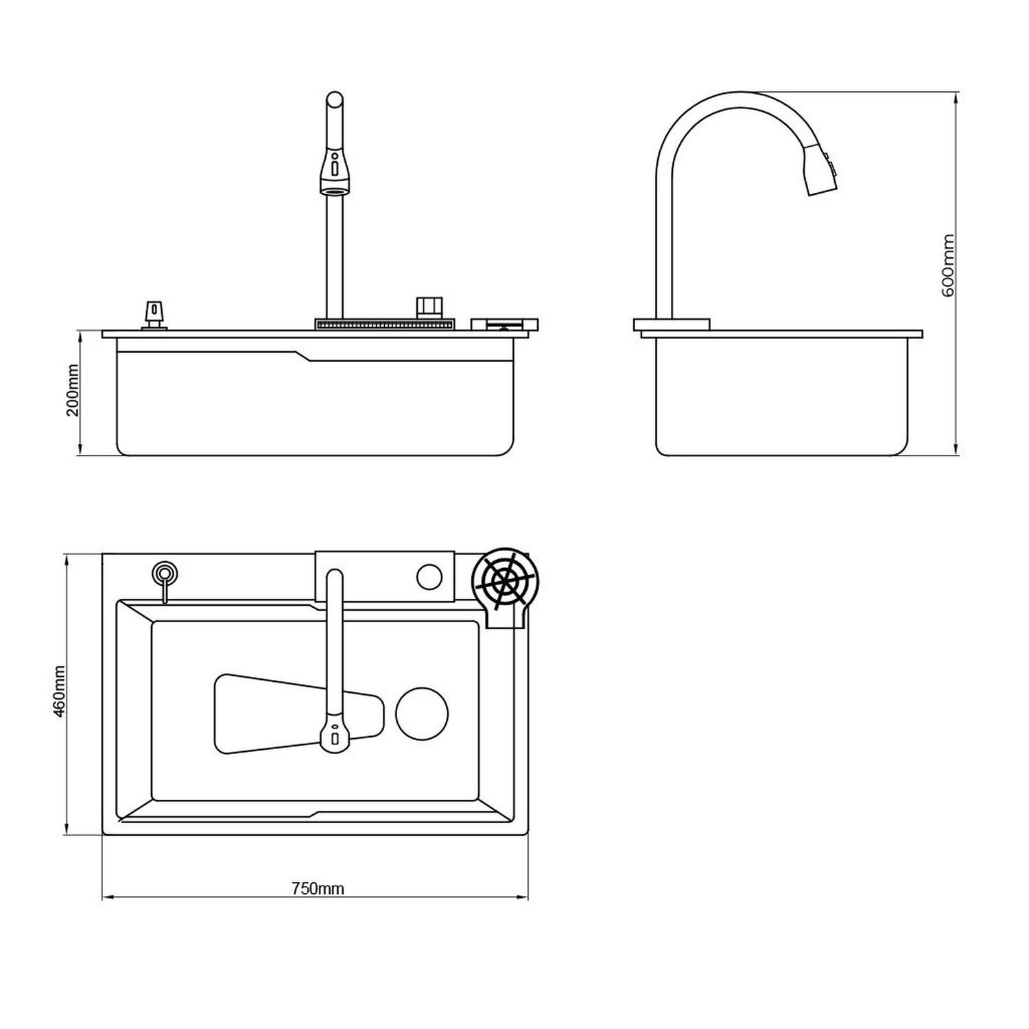 Cuba Completa Gourmet Multifuncional, Lava Copos em Inox Escovada Grascan - 4
