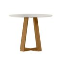 Ver imagem 2 de Mesa de Sala de Jantar Tampo Redondo com Vidro 100cm Vitória Marrom/Freijó/Off White