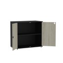 Ver imagem 3 de Armario Baixo 02 Portas Pivotante AB700MX-32 Preto/Nogueira Casablanca