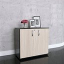 Ver imagem 1 de Armario Baixo 02 Portas Pivotante AB700MX-32 Preto/Nogueira Casablanca