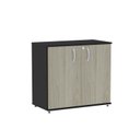 Ver imagem 4 de Armario Baixo 02 Portas Pivotante AB700MX-32 Preto/Nogueira Casablanca