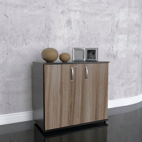 Armario Baixo 02 Portas Pivotante AB700MX-32 Preto/Walnut