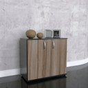 Ver imagem 1 de Armario Baixo 02 Portas Pivotante AB700MX-32 Preto/Walnut