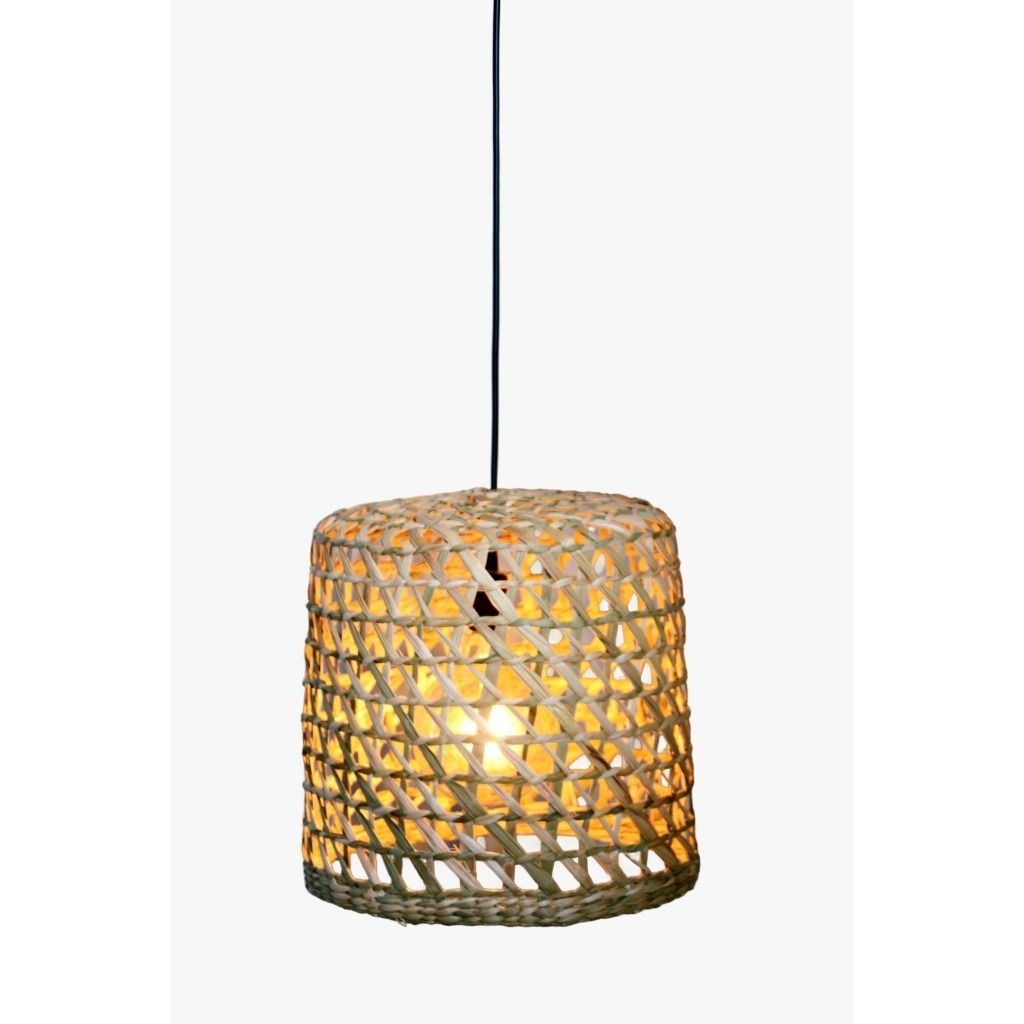 Luminária Pendente Lustre Palha de Taboa Rústico 1 Peça com Fio Completo de 1 Metro:m 27x28 - 1