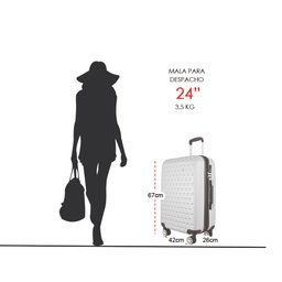 Mala de Viagem Média 23kg Despachada Expansiva Rígida Rodas Duplas 360º Cadeado Tsa Gladiador C1m: P - 5