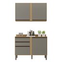 Ver imagem 2 de Cozinha Compacta Modulada 2 Peças 4 Portas 2 Gavetas Pérola Cinza/Jequitibá/Granizo
