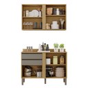 Ver imagem 5 de Cozinha Compacta Modulada 2 Peças 4 Portas 2 Gavetas Pérola Cinza/Jequitibá/Granizo