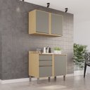Ver imagem 1 de Cozinha Compacta Modulada 2 Peças 4 Portas 2 Gavetas Pérola Cinza/Jequitibá/Granizo