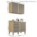 Ver imagem 3 de Cozinha Compacta Modulada 2 Peças 4 Portas 2 Gavetas Pérola Cinza/Jequitibá/Granizo