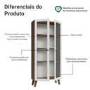 Ver imagem 4 de Cristaleira 70 cm 2 Portas de Vidro com Pés Trapézio Rustic-Branco-Rustic Vik Madesa