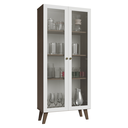 Ver imagem 2 de Cristaleira 70 cm 2 Portas de Vidro com Pés Trapézio Rustic-Branco-Rustic Vik Madesa
