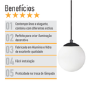 Ver imagem 3 de Pendente Preto C/ Globo de Vidro Branco de 14cm + Led 2w