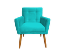 Ver imagem 2 de Kit 2 Poltronas Decorativa Onix Suede Azul Tifany Pés Madeira Ms Decor