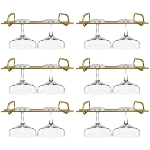 Kit 6 Organizadores Porta Taças 25cm Pendurar Dourado