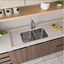 Ver imagem 1 de Cuba para Cozinha Gourmet Pia Dupla Aço Inox 72cm X 40cm X 14cm Acetinado GhelPlus