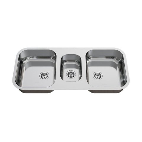 Cuba Tripla para Pia de Cozinha Gourmet em Aço Inox 93cm X 40cm X 18cm Polida Ghelplus.