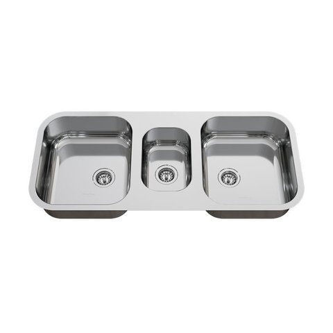 Cuba Tripla para Pia de Cozinha Gourmet em Aço Inox 93cm X 40cm X 18cm Polida Ghelplus.