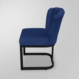 Kit 06 Cadeiras Decorativas Recepção Flor - Base Ferro Preto - Azul Marinho - 4
