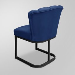 Kit 06 Cadeiras Decorativas Recepção Flor - Base Ferro Preto - Azul Marinho - 5