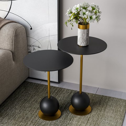 Conjunto Mesa Lateral de Canto Milão 40 x 65 Preto 100% MDF