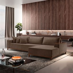 Sofá Grécia 4 lugares com Chaise Bouclê 2,70M - 2